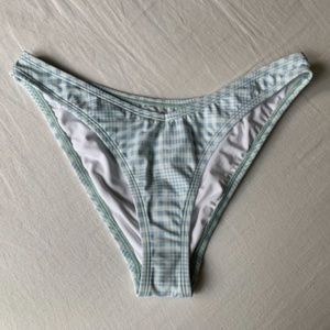 Powder Blue Gingham V-Shape Bikini Bottom